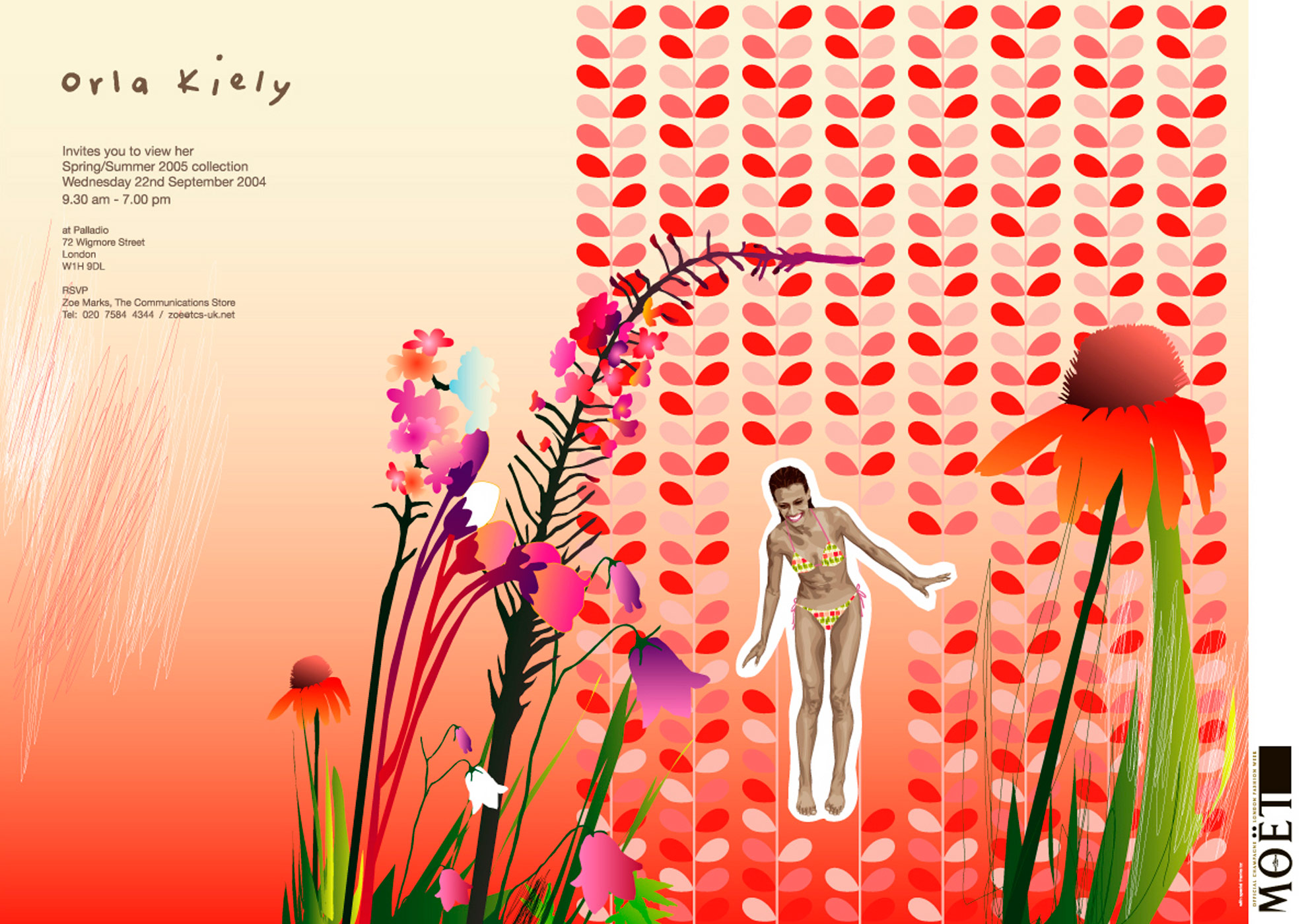 Orla Kiely, invitation, graphic design, illustration, branding
